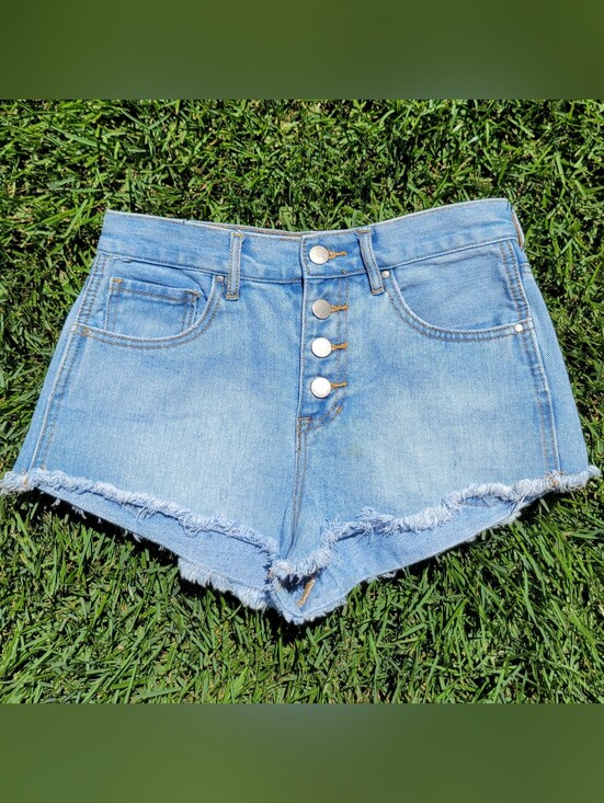 Bullhead Pants - Bullhead Cut Off Denim High Rise Jean Shorts 27W Size 26 Womens 100% Cotton